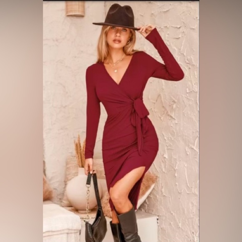Red Knit Toe Dress Cupshe